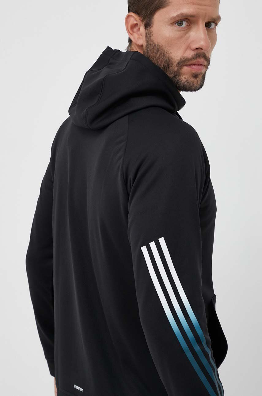 adidas Performance hanorac de antrenament Train Icons culoarea negru, cu glugă, cu imprimeu adidas Performance hanorac de antrenament Train Icons culoarea negru, cu glugă, cu imprimeu