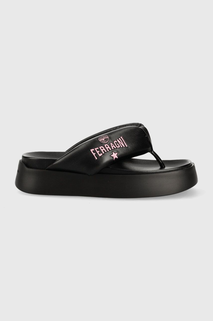 Chiara Ferragni slapi CF3149 femei, culoarea negru, cu platforma, CF PLATFORM FLIP FLOP Chiara Ferragni slapi CF3149 femei, culoarea negru, cu platforma, CF PLATFORM FLIP FLOP