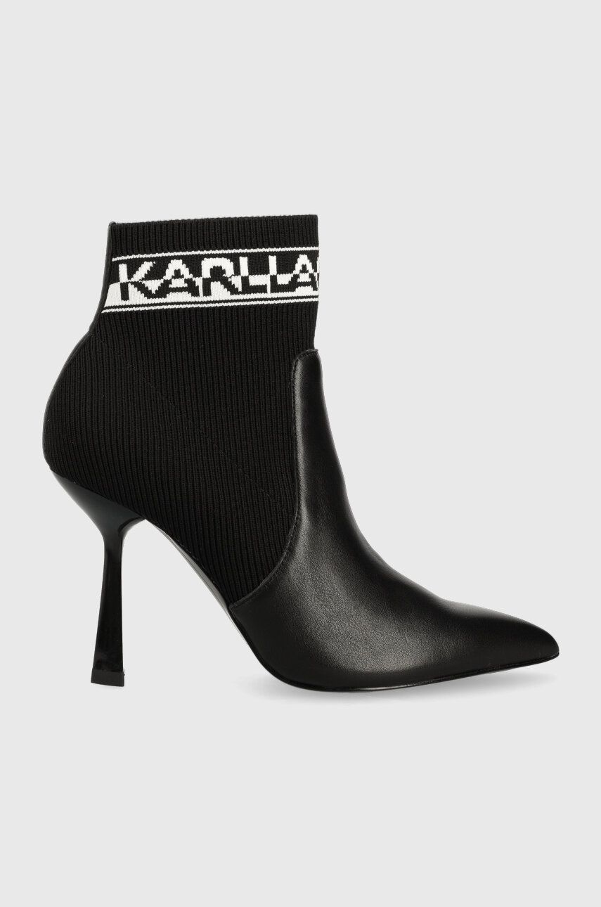 Karl Lagerfeld botine PANDARA femei, culoarea negru, cu toc cui, KL31353 Karl Lagerfeld botine PANDARA femei, culoarea negru, cu toc cui, KL31353
