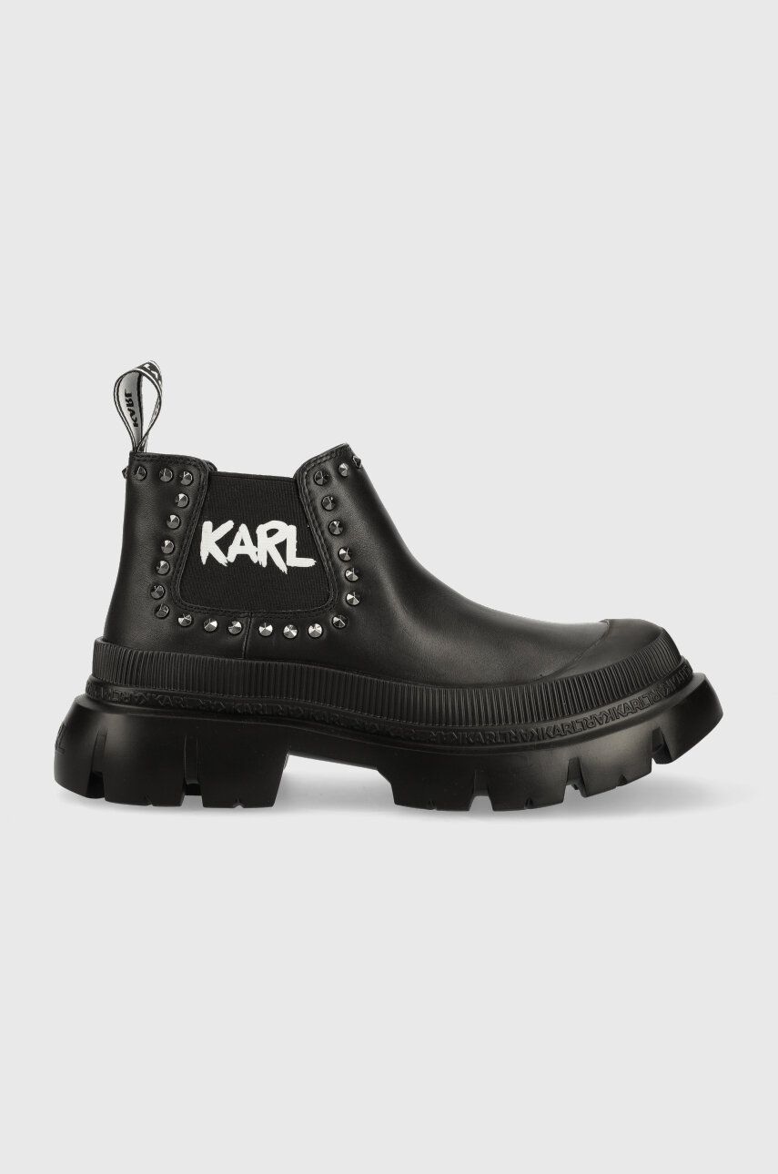 Karl Lagerfeld botine TREKKA MAX femei, culoarea negru, cu platforma, KL43531 Karl Lagerfeld botine TREKKA MAX femei, culoarea negru, cu platforma, KL43531