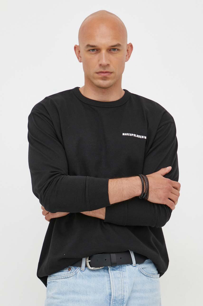 Marc O'Polo longsleeve din bumbac DENIM culoarea negru, cu imprimeu Marc O'Polo longsleeve din bumbac DENIM culoarea negru, cu imprimeu