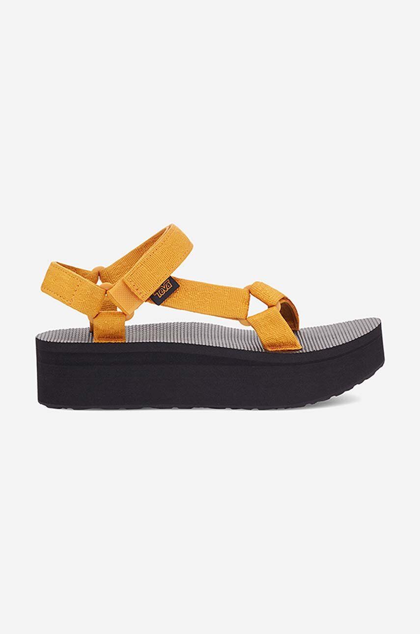 Teva sandale Flatform Universal Vegan femei, culoarea galben, cu platforma 1008844.TTSN-TTSN Teva sandale Flatform Universal Vegan femei, culoarea galben, cu platforma 1008844.TTSN-TTSN