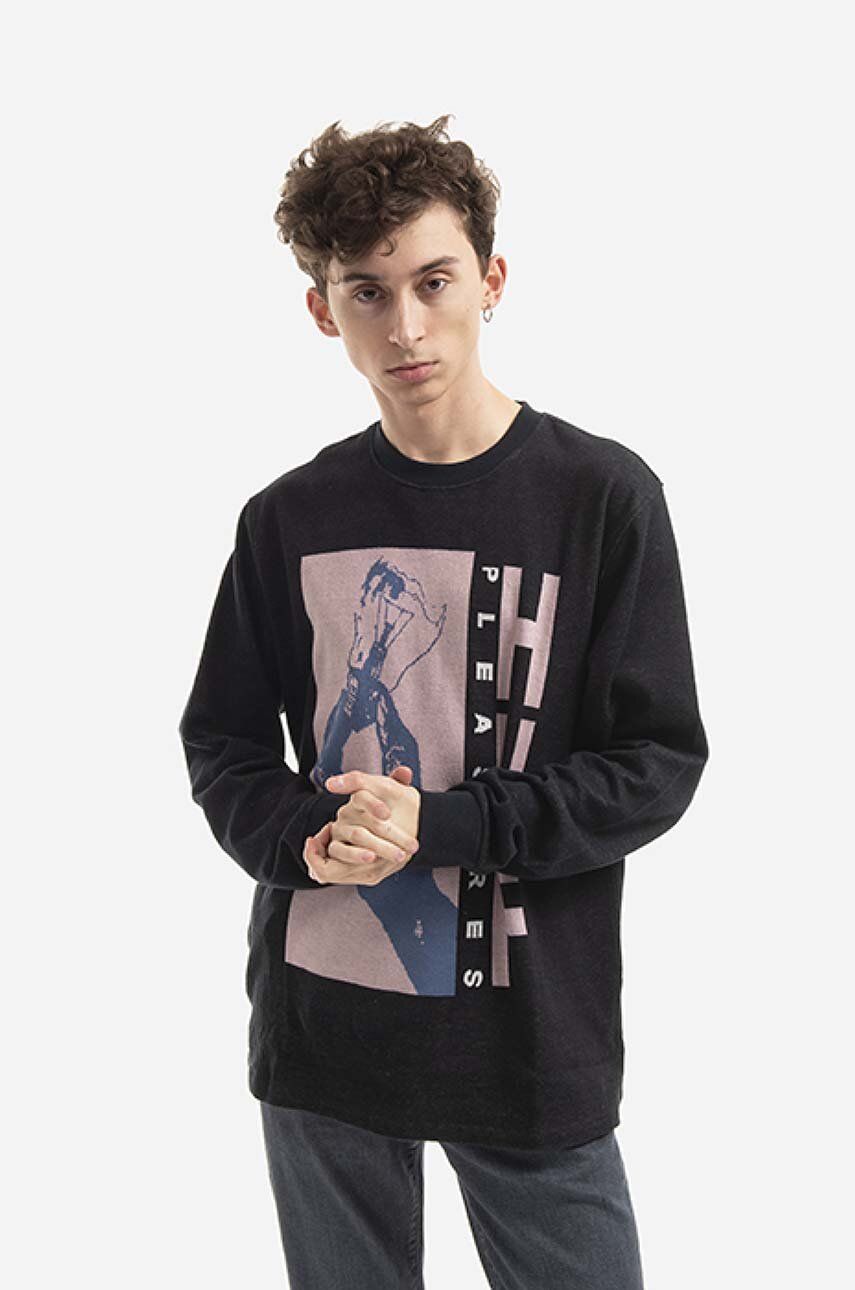 HUF longsleeve din bumbac Light Up Jacquard Longsleeve culoarea negru, cu imprimeu HUF longsleeve din bumbac Light Up Jacquard Longsleeve culoarea negru, cu imprimeu