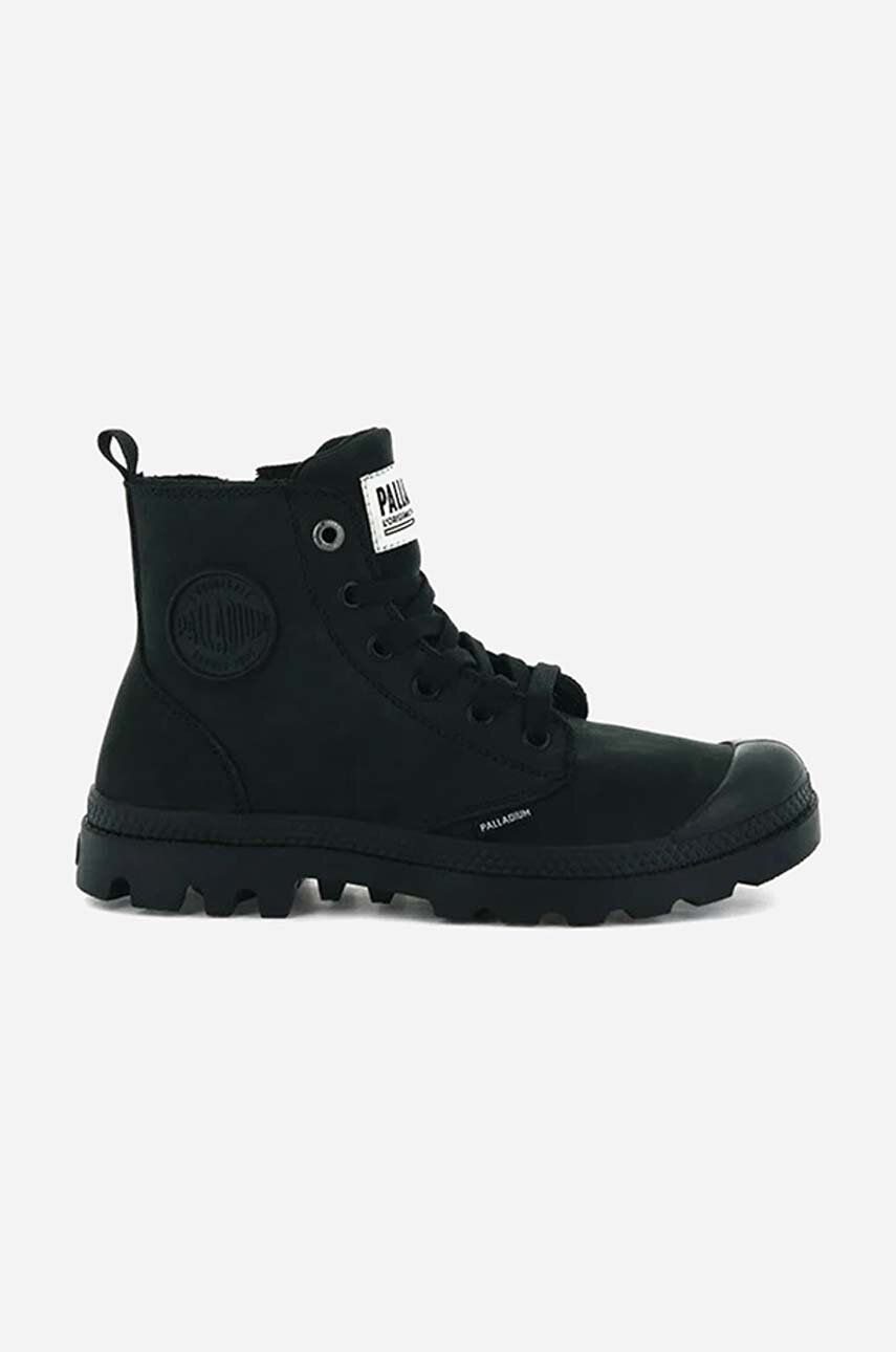 Palladium cizme din piele intoarsa Pampa Hi Zip femei, culoarea negru Palladium cizme din piele intoarsa Pampa Hi Zip femei, culoarea negru