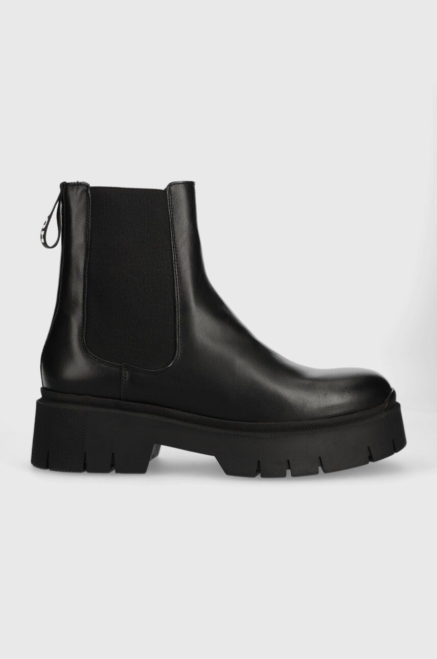 HUGO ghete chelsea de piele Kris femei, culoarea negru, cu platforma, 50494677 HUGO ghete chelsea de piele Kris femei, culoarea negru, cu platforma, 50494677