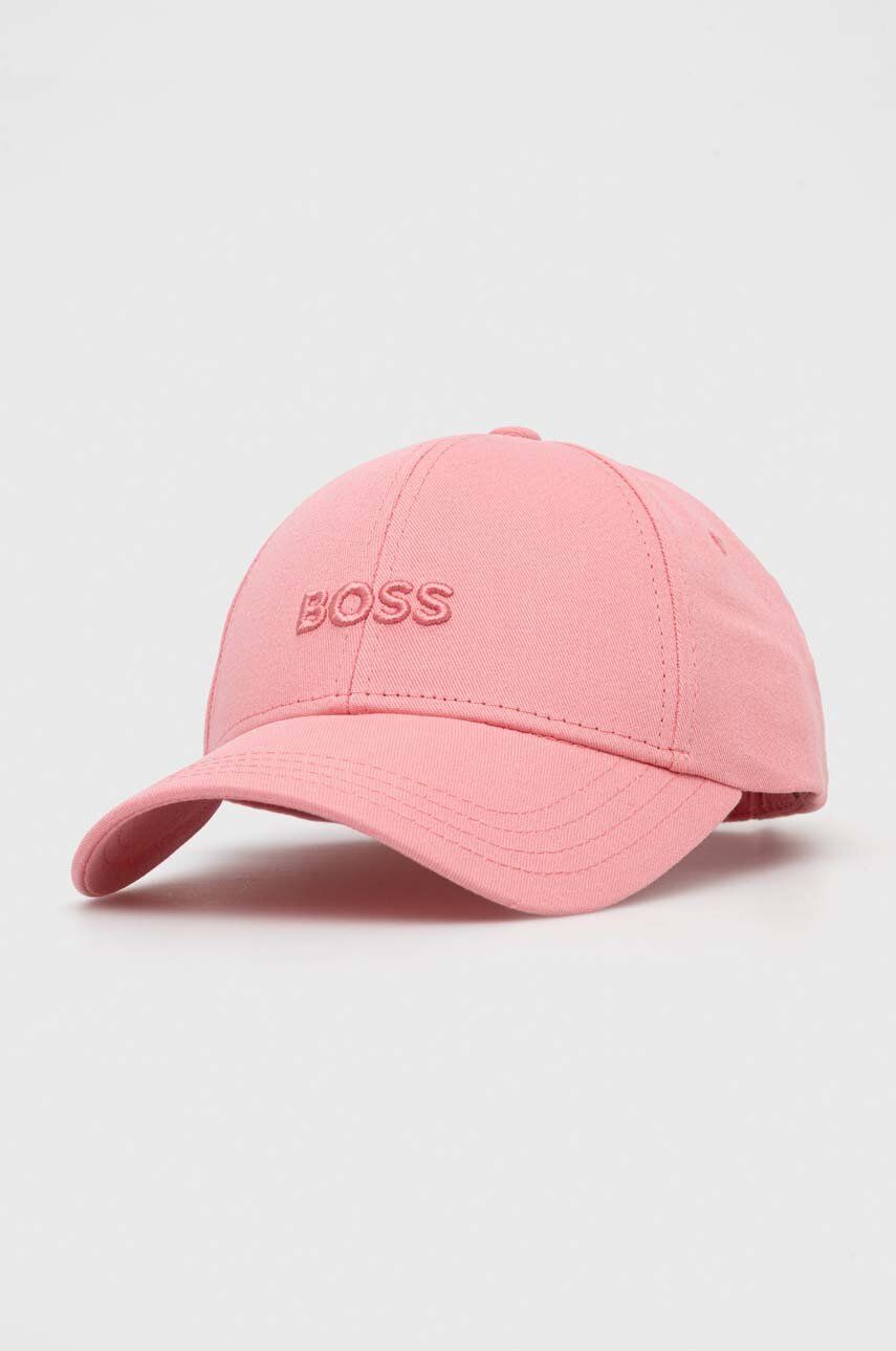 BOSS șapcă de baseball din bumbac culoarea roz, cu imprimeu 50495441 BOSS șapcă de baseball din bumbac culoarea roz, cu imprimeu 50495441