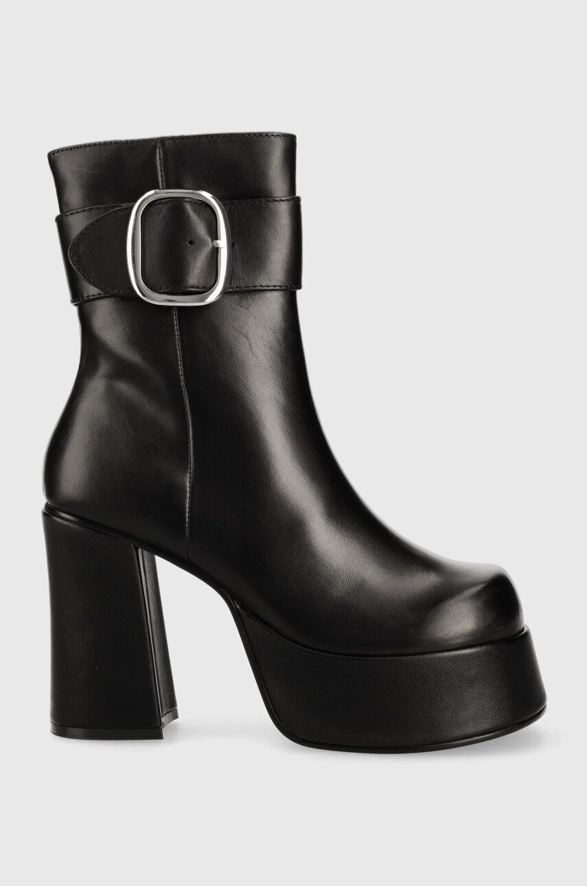 Steve Madden cizme de piele Siren femei, culoarea negru, cu toc drept, SM11002628 Steve Madden cizme de piele Siren femei, culoarea negru, cu toc drept, SM11002628