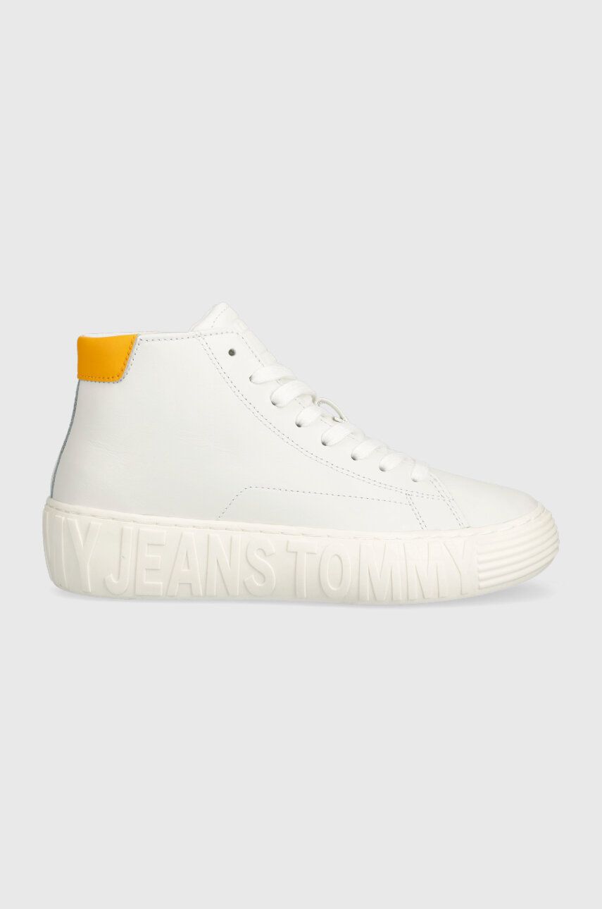 Tommy Jeans sneakers din piele TJW NEW CUPSOLE LEATHER culoarea alb, EN0EN02213 Tommy Jeans sneakers din piele TJW NEW CUPSOLE LEATHER culoarea alb, EN0EN02213