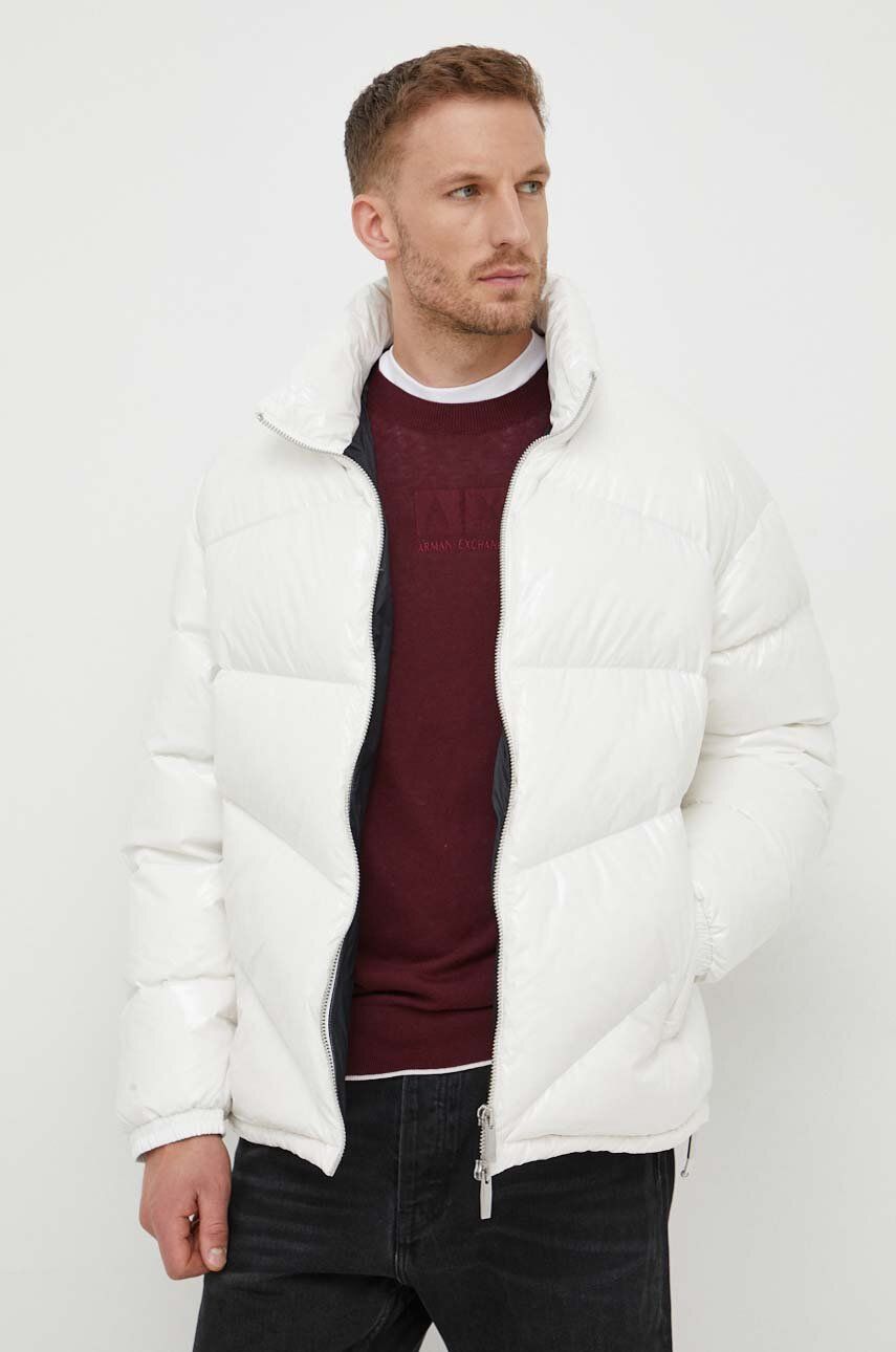 Armani Exchange geaca de puf barbati, culoarea bej, de iarna Armani Exchange geaca de puf barbati, culoarea bej, de iarna