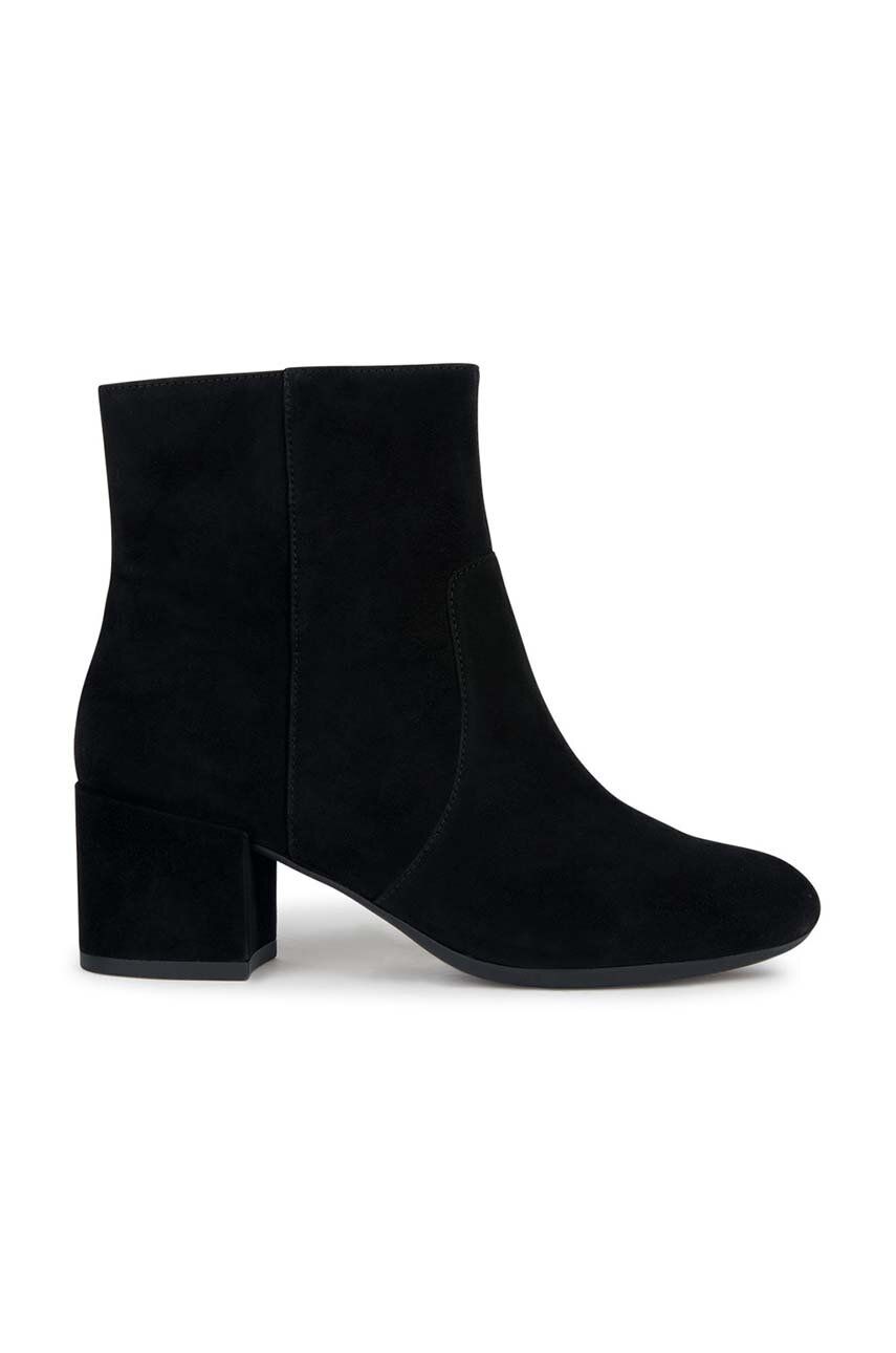 Geox cizme din piele intoarsa D ELEANA D femei, culoarea negru, cu toc drept, D36TWD 00021 C9999 Geox cizme din piele intoarsa D ELEANA D femei, culoarea negru, cu toc drept, D36TWD 00021 C9999