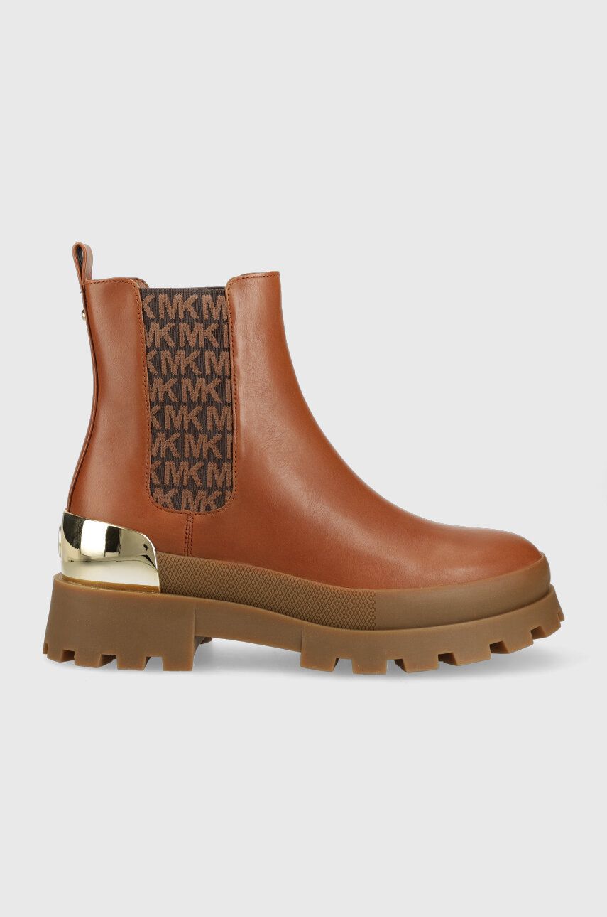 MICHAEL Michael Kors ghete chelsea de piele Rowan femei, culoarea maro, cu platforma, 40F3RWFE7L MICHAEL Michael Kors ghete chelsea de piele Rowan femei, culoarea maro, cu platforma, 40F3RWFE7L