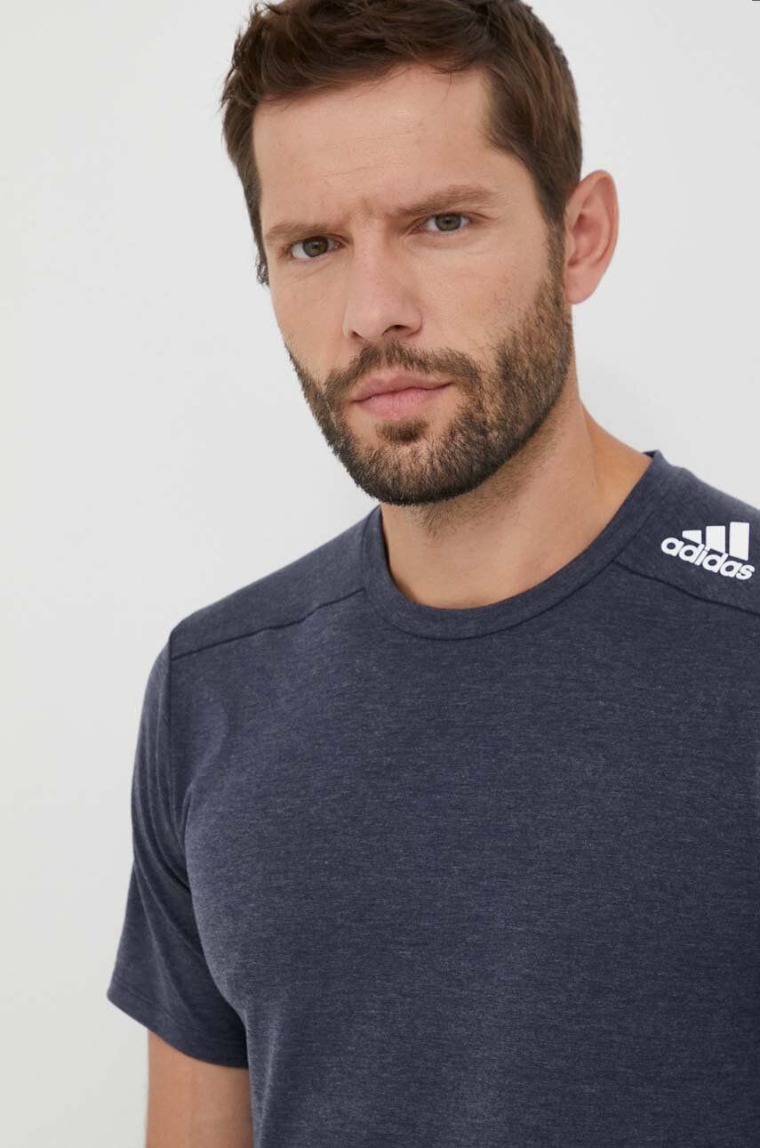 adidas Performance tricou de antrenament Designed for Training culoarea albastru marin, melanj adidas Performance tricou de antrenament Designed for Training culoarea albastru marin, melanj