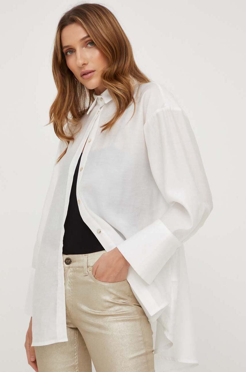 Answear Lab camasa femei, culoarea alb, cu guler clasic, relaxed Answear Lab camasa femei, culoarea alb, cu guler clasic, relaxed