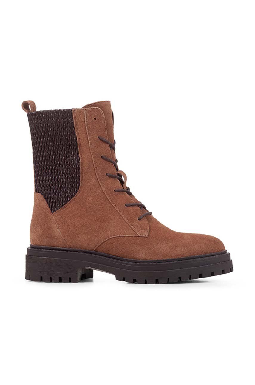 Geox bocanci D IRIDEA N femei, culoarea maro, cu toc plat, D26HRN 0226W C0183 Geox bocanci D IRIDEA N femei, culoarea maro, cu toc plat, D26HRN 0226W C0183