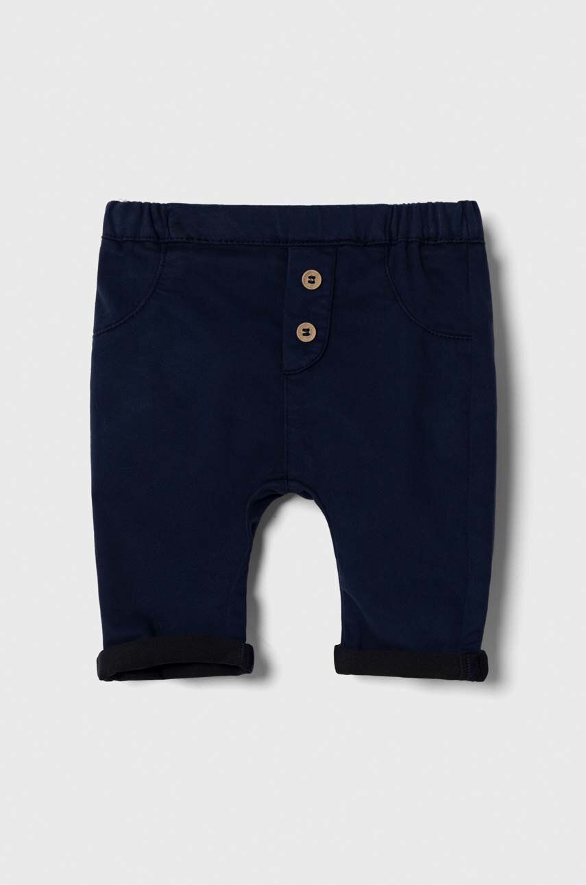 United Colors of Benetton pantaloni bebe culoarea albastru marin, neted United Colors of Benetton pantaloni bebe culoarea albastru marin, neted