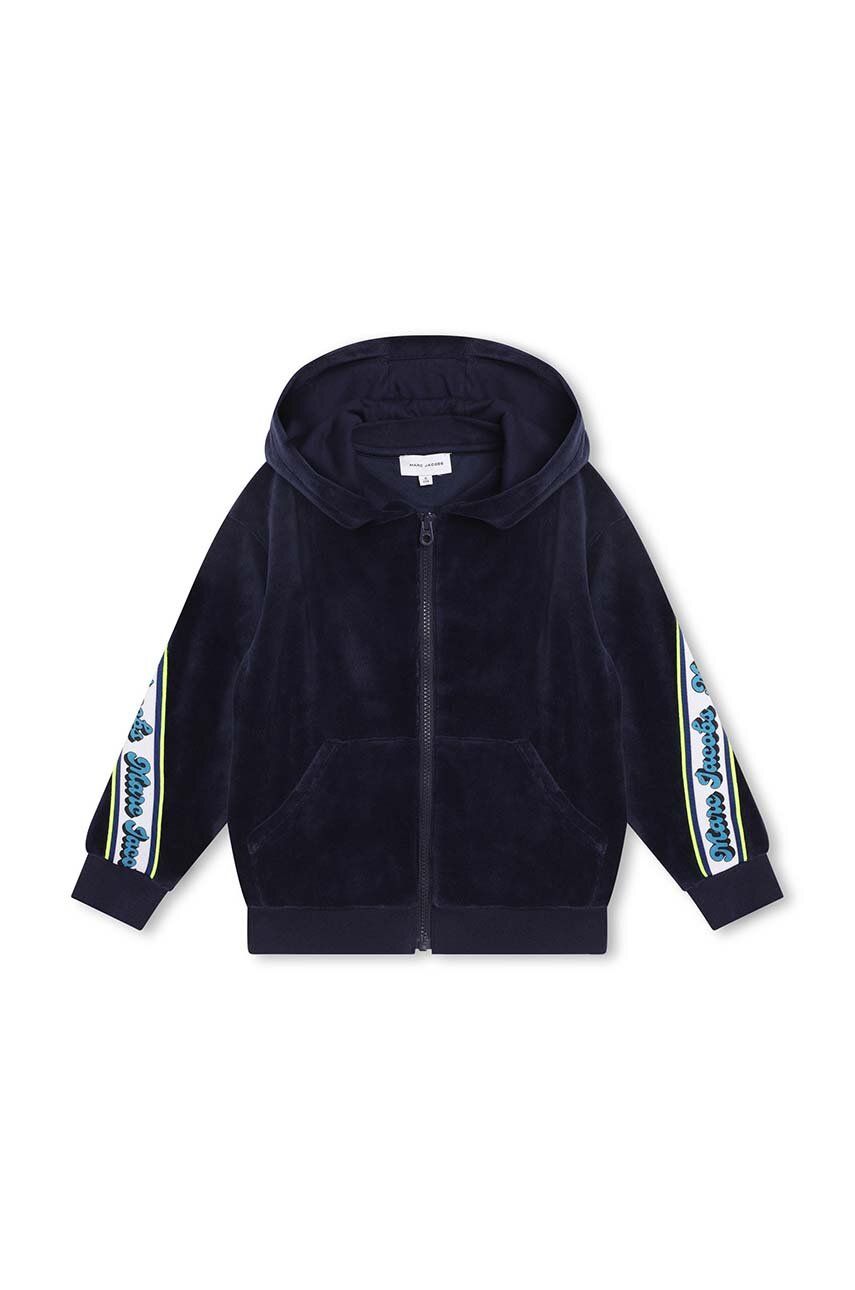 Marc Jacobs bluza copii culoarea albastru marin, cu glugă, cu imprimeu Marc Jacobs bluza copii culoarea albastru marin, cu glugă, cu imprimeu