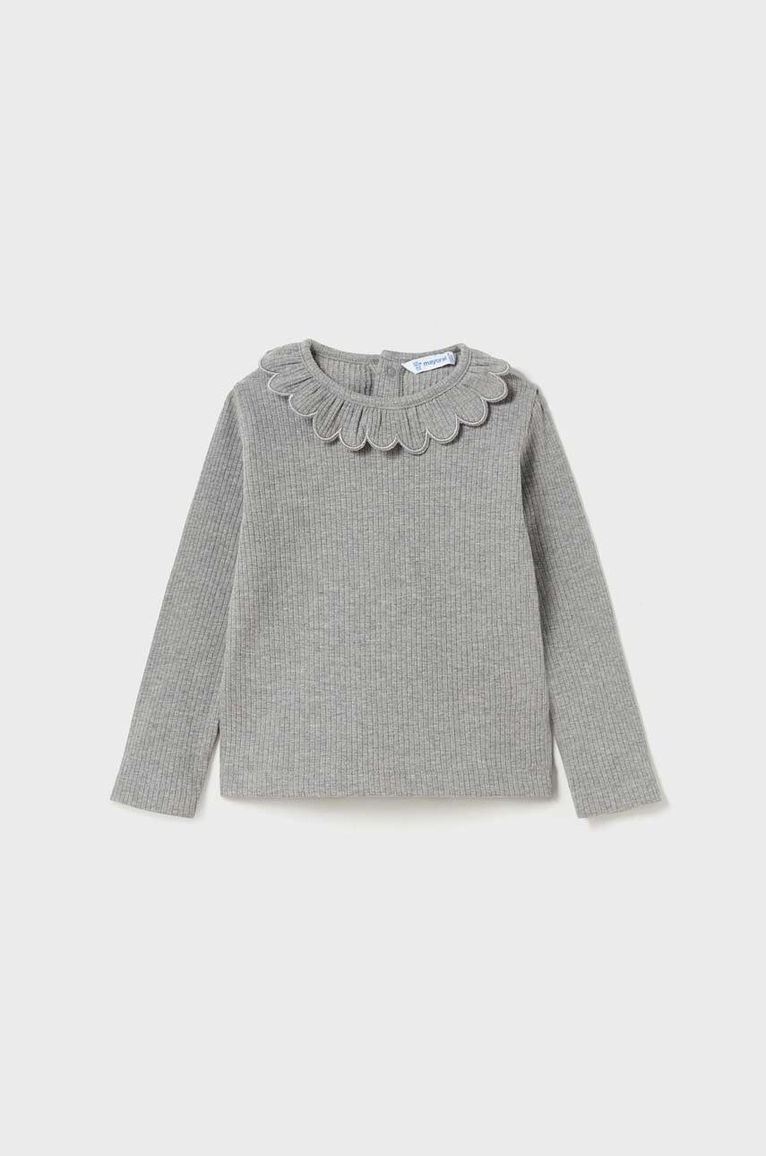 Mayoral longsleeve din bumbac pentru bebeluși culoarea gri Mayoral longsleeve din bumbac pentru bebeluși culoarea gri