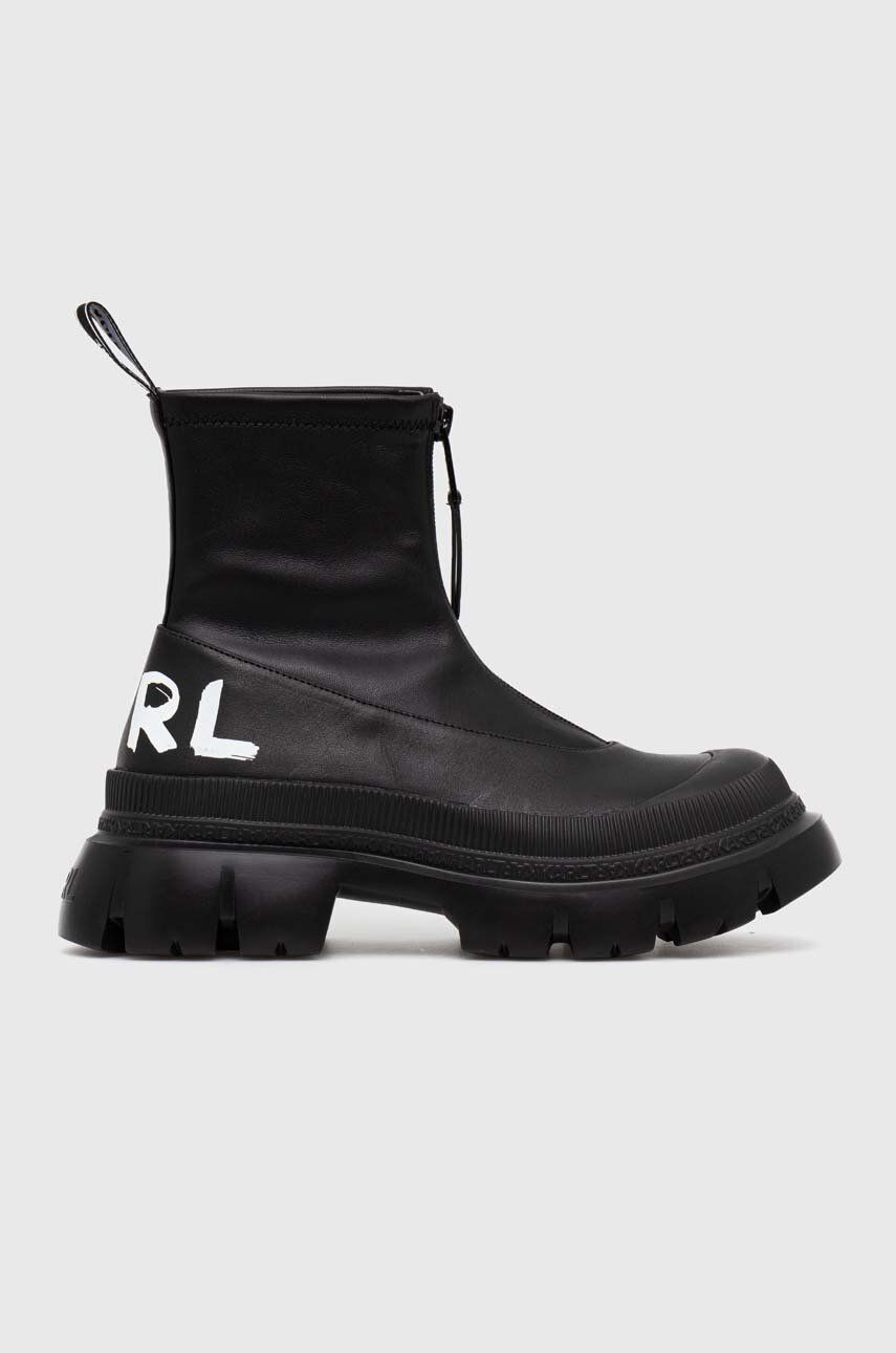 Karl Lagerfeld botine TREKKA MAX KC femei, culoarea negru, cu platforma, KL43560 Karl Lagerfeld botine TREKKA MAX KC femei, culoarea negru, cu platforma, KL43560