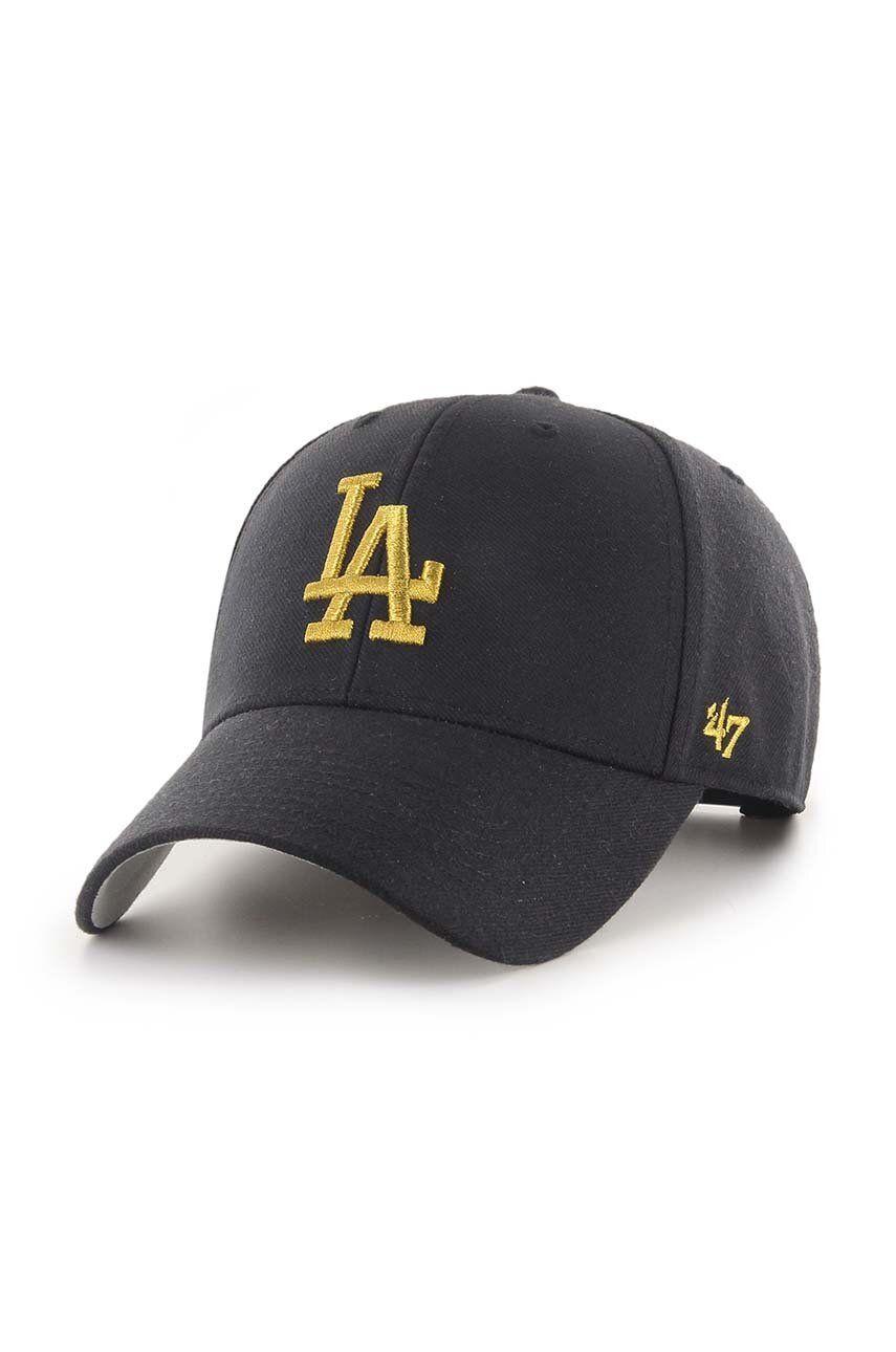 47brand șapcă din amestec de lână MLB Los Angeles Dodgers culoarea negru, cu imprimeu 47brand șapcă din amestec de lână MLB Los Angeles Dodgers culoarea negru, cu imprimeu
