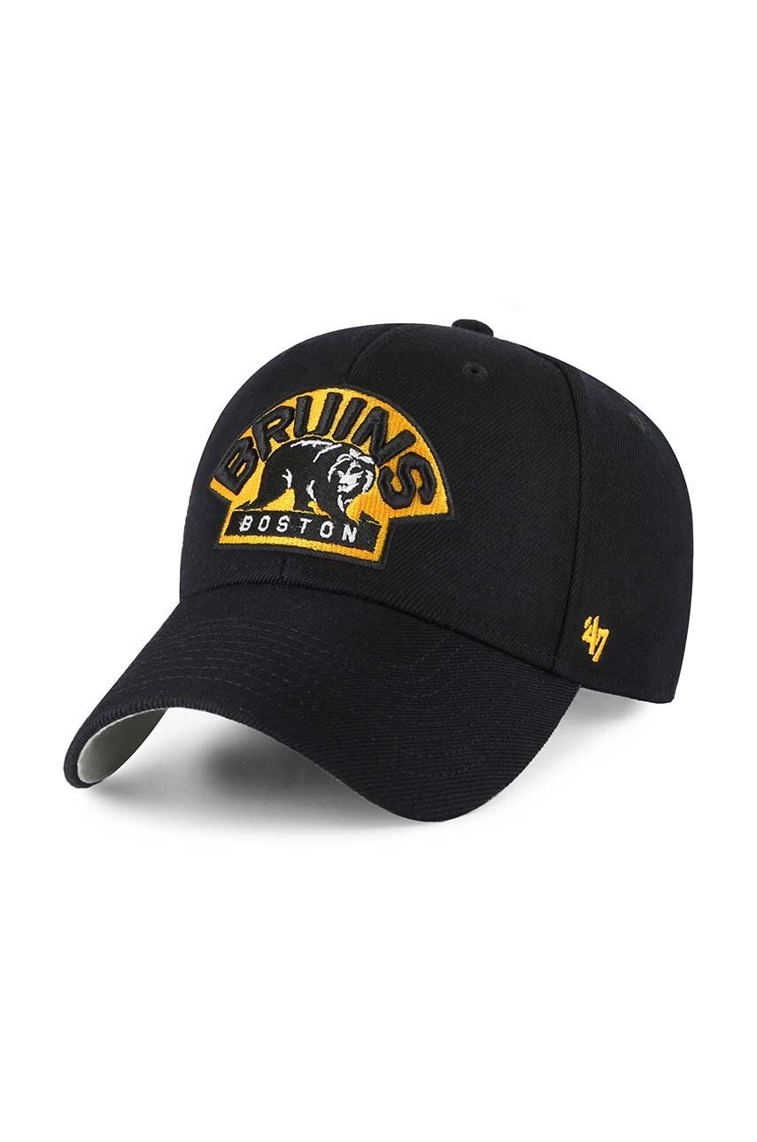 47brand șapcă din amestec de lână NHL Boston Bruins culoarea negru, cu imprimeu H-MVP01WBV-BKE 47brand șapcă din amestec de lână NHL Boston Bruins culoarea negru, cu imprimeu H-MVP01WBV-BKE
