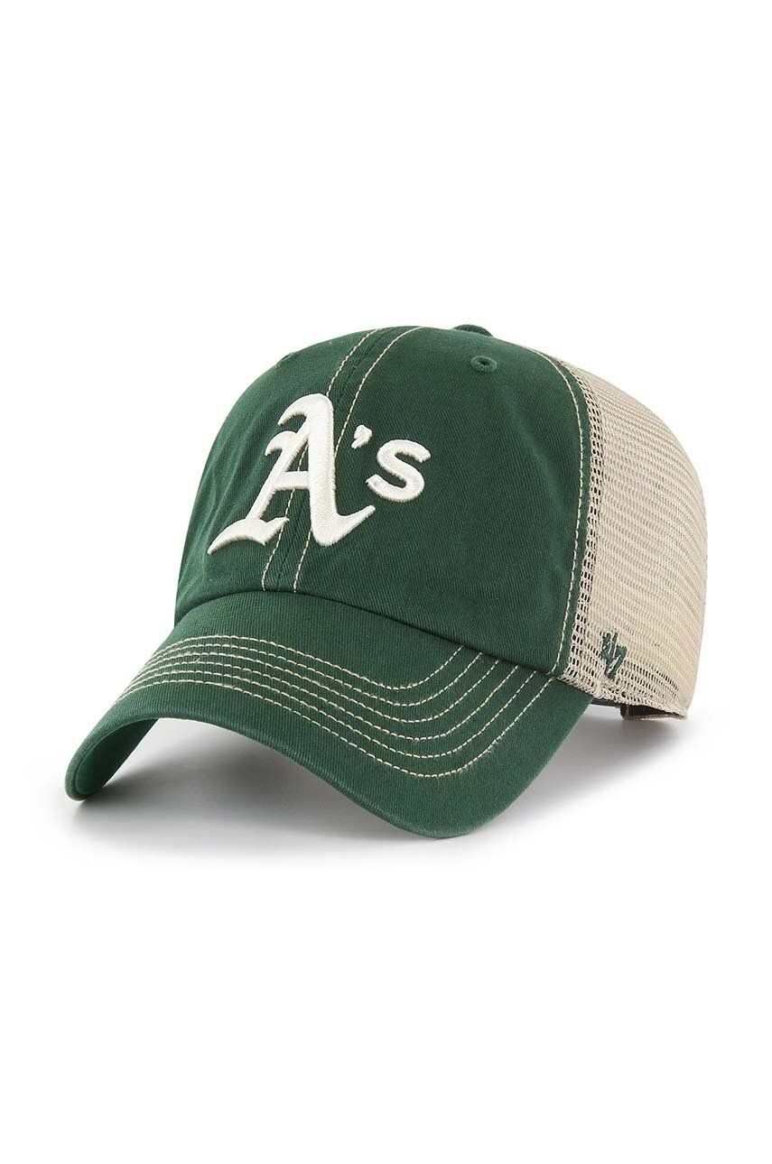 47brand sapca MLB Oakland Athletics culoarea verde, modelator 47brand sapca MLB Oakland Athletics culoarea verde, modelator