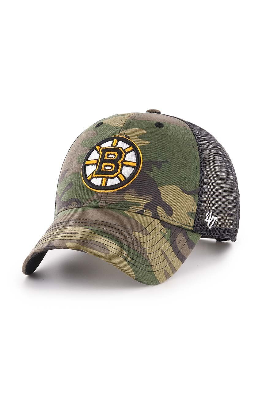 47brand sapca NHL Boston Bruins culoarea verde, modelator 47brand sapca NHL Boston Bruins culoarea verde, modelator