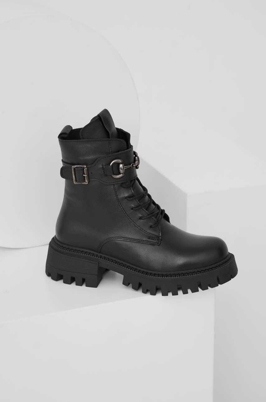 Answear Lab cizme de piele X limited collection NO SHAME femei, culoarea negru, cu platforma Answear Lab cizme de piele X limited collection NO SHAME femei, culoarea negru, cu platforma
