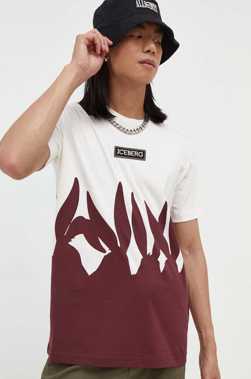 Iceberg tricou din bumbac x Lonney Tunes culoarea bej, modelator Iceberg tricou din bumbac x Lonney Tunes culoarea bej, modelator