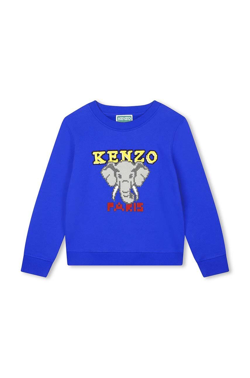Kenzo Kids hanorac de bumbac pentru copii culoarea albastru marin, cu imprimeu Kenzo Kids hanorac de bumbac pentru copii culoarea albastru marin, cu imprimeu