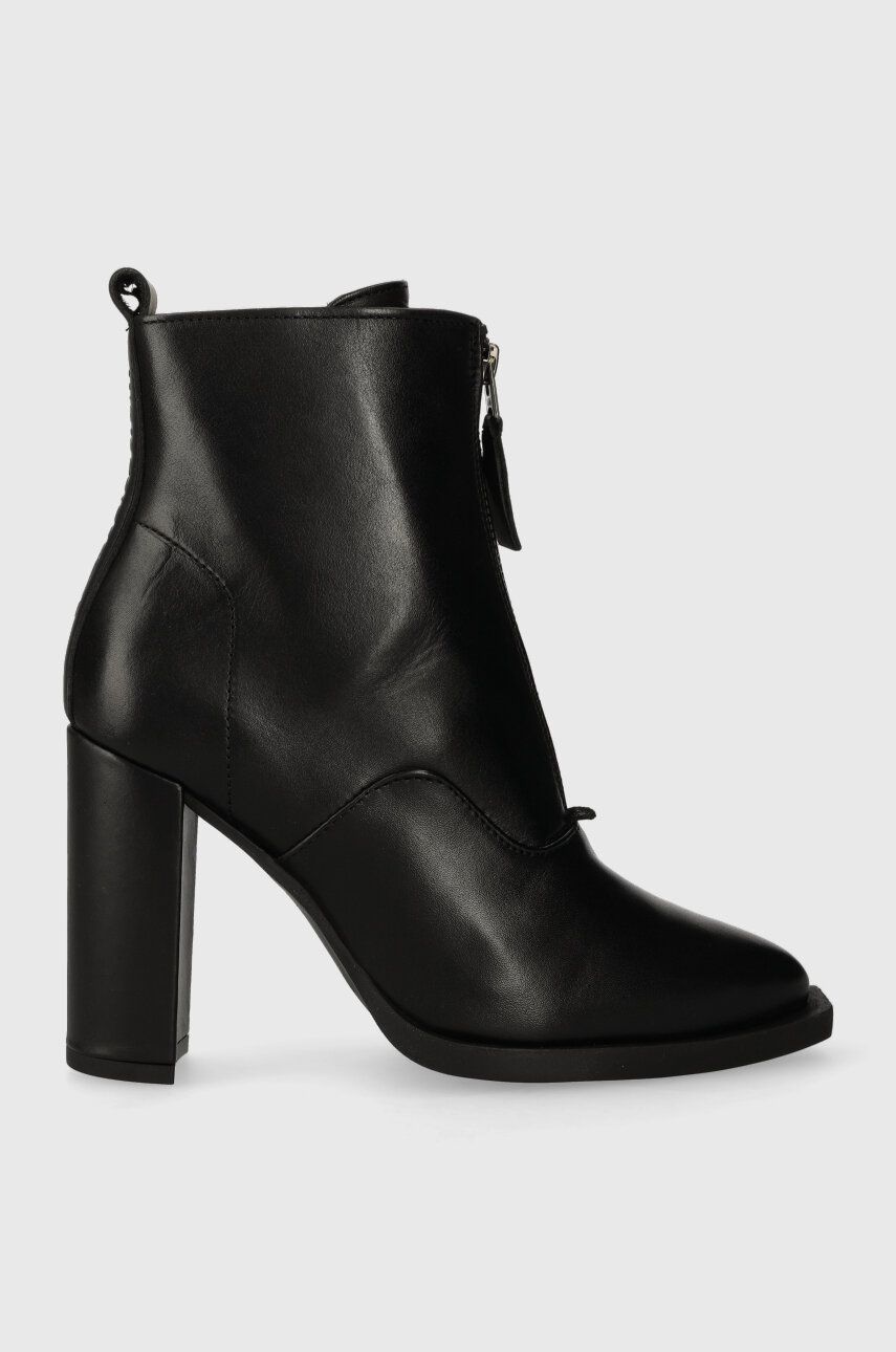 G-Star Raw cizme de piele MYSID MID LEA ZIP femei, culoarea negru, cu toc drept, 2241046703.BLK G-Star Raw cizme de piele MYSID MID LEA ZIP femei, culoarea negru, cu toc drept, 2241046703.BLK
