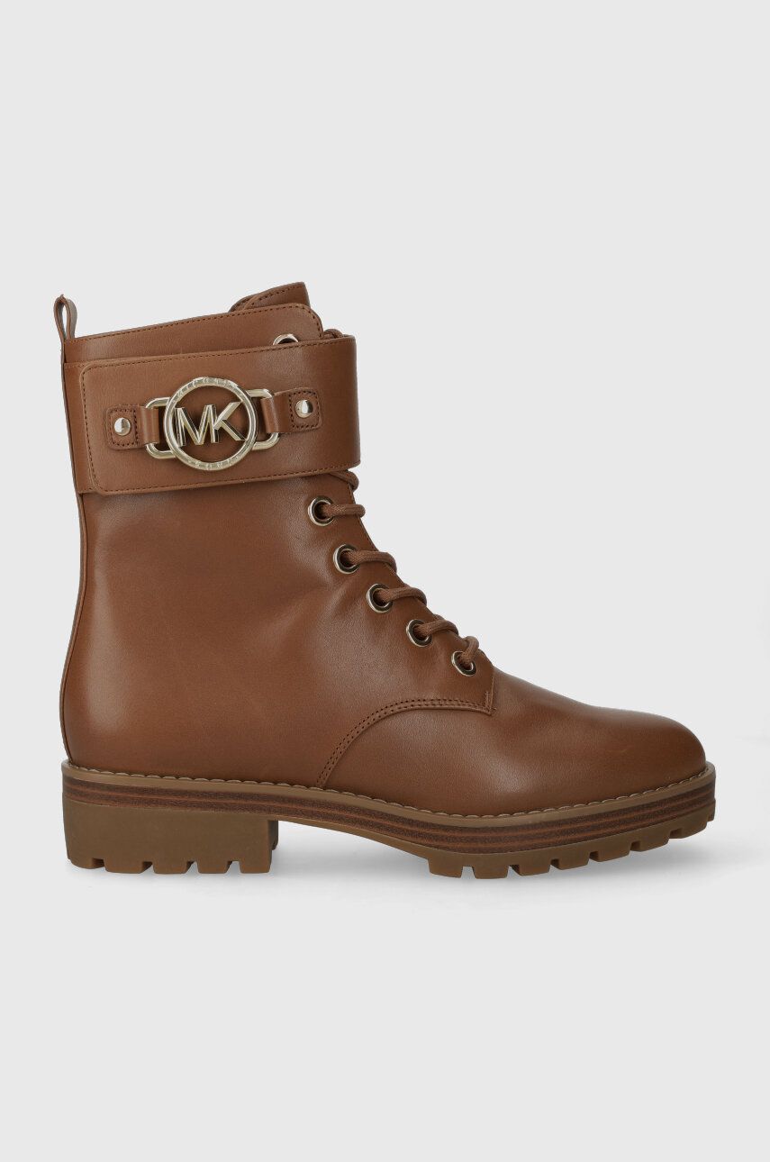 MICHAEL Michael Kors cizme de piele Rory femei, culoarea maro, cu toc plat, 40F3ROFE8L MICHAEL Michael Kors cizme de piele Rory femei, culoarea maro, cu toc plat, 40F3ROFE8L