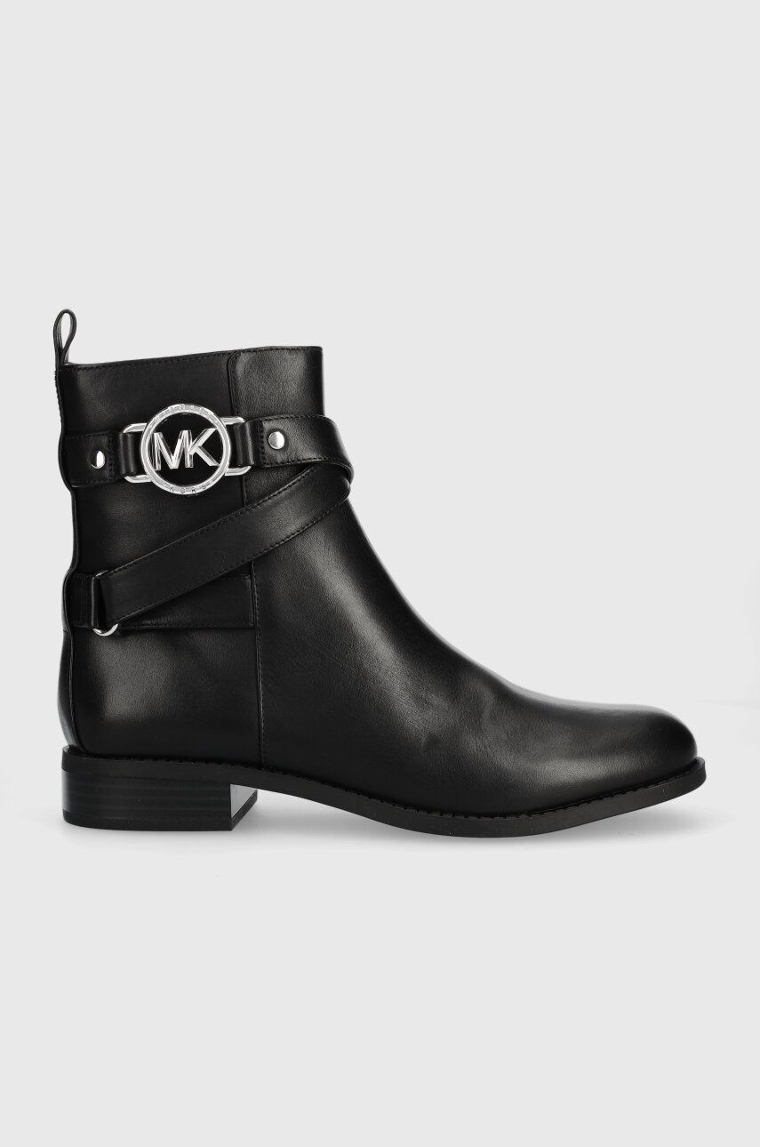 MICHAEL Michael Kors cizme de piele Rory femei, culoarea negru, cu toc plat, 40F2ROFE8L MICHAEL Michael Kors cizme de piele Rory femei, culoarea negru, cu toc plat, 40F2ROFE8L