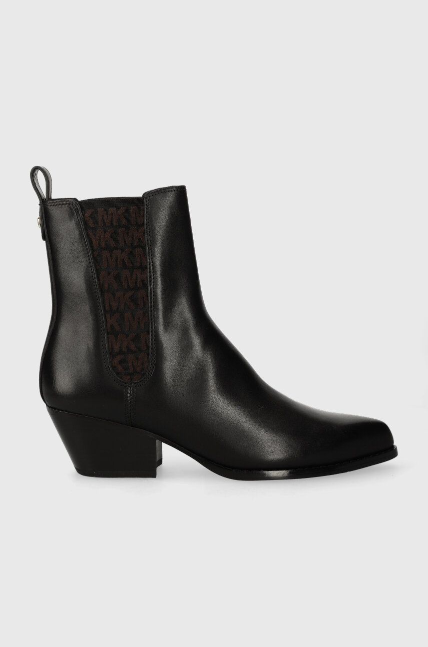 MICHAEL Michael Kors ghete chelsea de piele Kinlee femei, culoarea negru, cu toc drept, 40F3KNME6L MICHAEL Michael Kors ghete chelsea de piele Kinlee femei, culoarea negru, cu toc drept, 40F3KNME6L
