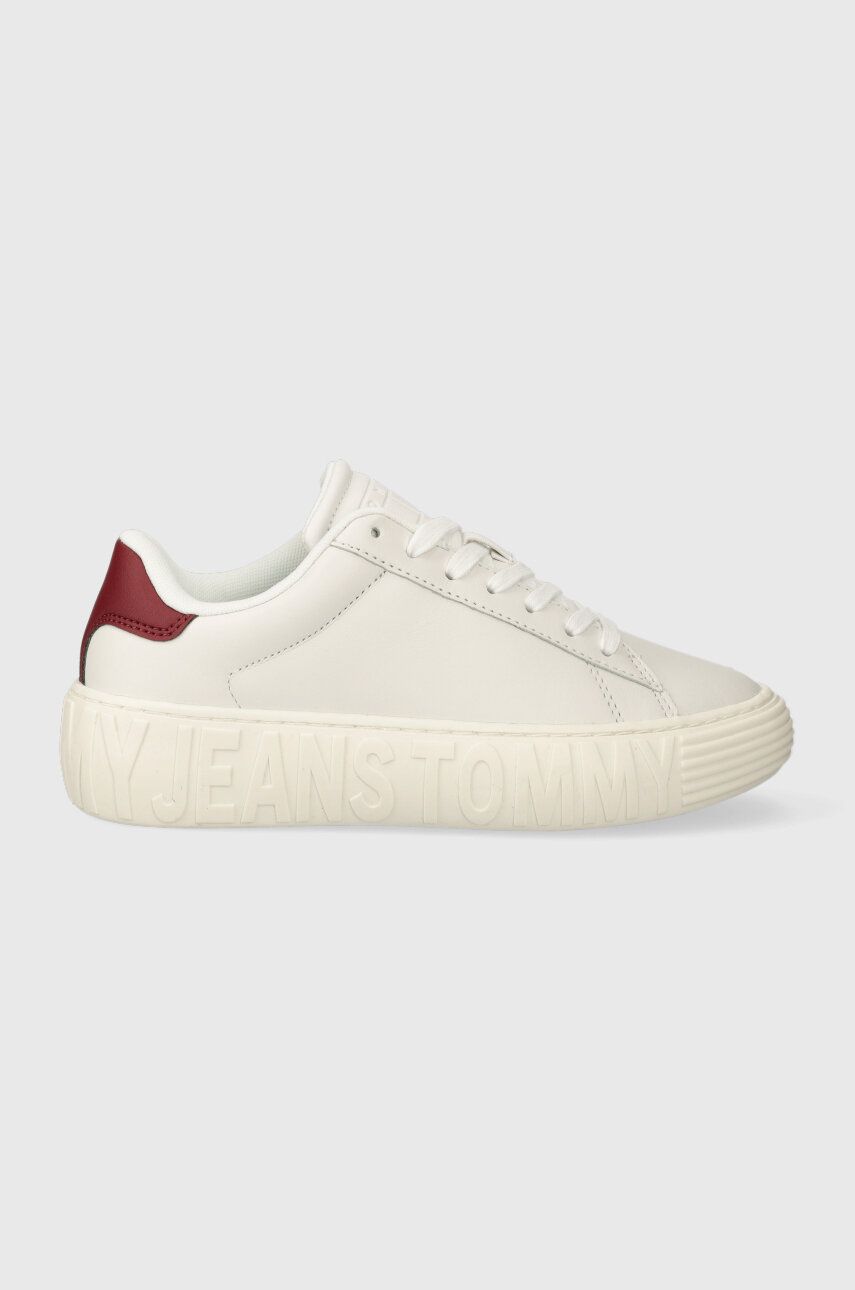 Tommy Jeans sneakers din piele TJW NEW CUPSOLE LEATH LC culoarea alb, EN0EN02273 Tommy Jeans sneakers din piele TJW NEW CUPSOLE LEATH LC culoarea alb, EN0EN02273