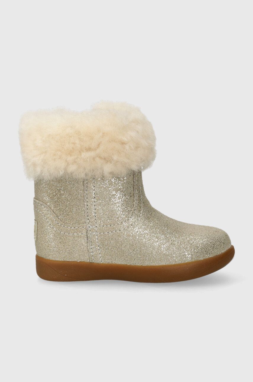 UGG ghete de zapada din piele pentru copii T JORIE II METALLIC culoarea auriu UGG ghete de zapada din piele pentru copii T JORIE II METALLIC culoarea auriu