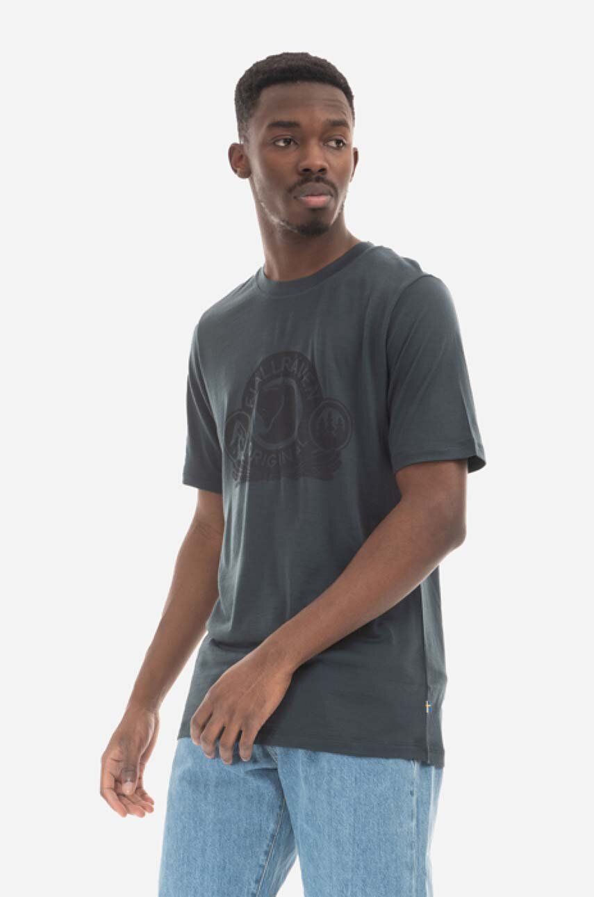Fjallraven tricou de lână Abisko Wool Classic culoarea verde, cu imprimeu F84117 Fjallraven tricou de lână Abisko Wool Classic culoarea verde, cu imprimeu F84117