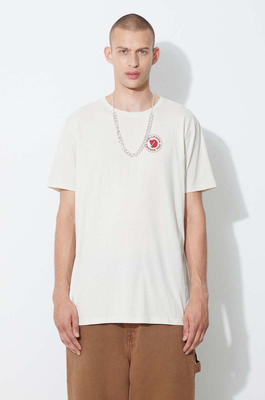 Fjallraven tricou Logo T-shirt culoarea bej, cu imprimeu F87313.113 Fjallraven tricou Logo T-shirt culoarea bej, cu imprimeu F87313.113
