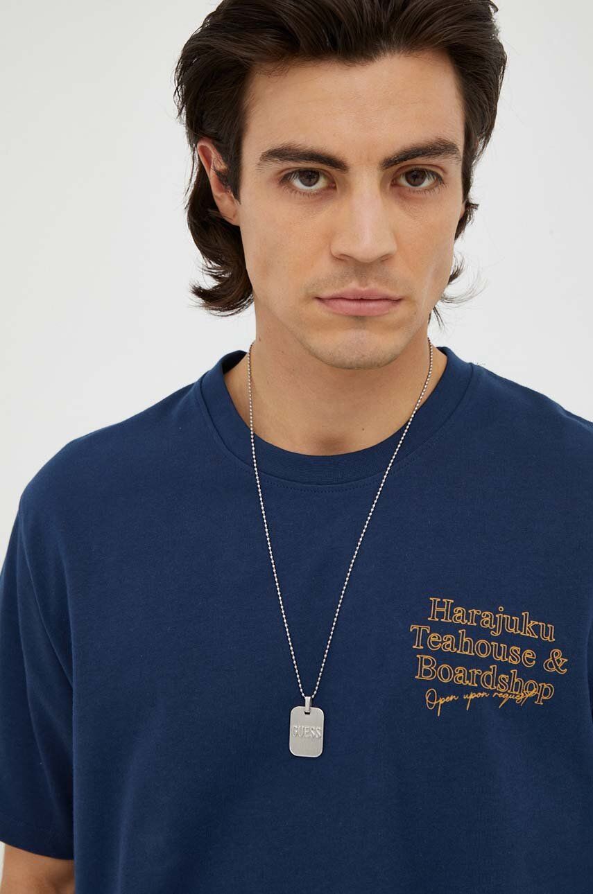 Les Deux tricou din bumbac culoarea albastru marin, cu imprimeu Les Deux tricou din bumbac culoarea albastru marin, cu imprimeu