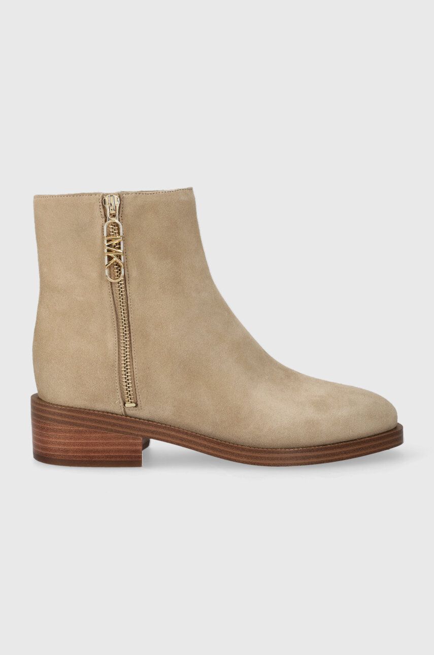 MICHAEL Michael Kors cizme din piele intoarsa Regan femei, culoarea bej, cu toc plat, 40F3RGME5S MICHAEL Michael Kors cizme din piele intoarsa Regan femei, culoarea bej, cu toc plat, 40F3RGME5S