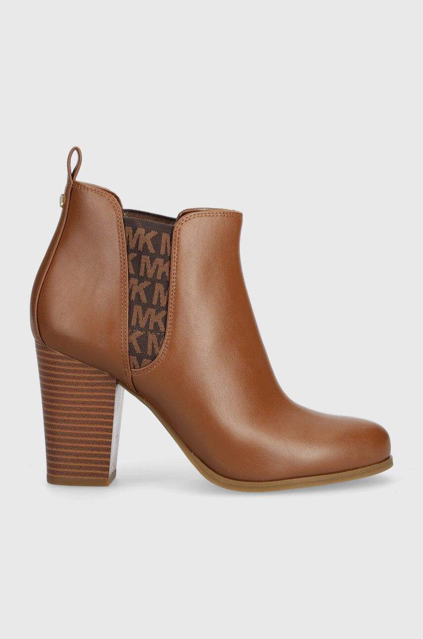 MICHAEL Michael Kors cizme Evaline femei, culoarea maro, cu toc drept, 40F3EVHEGL MICHAEL Michael Kors cizme Evaline femei, culoarea maro, cu toc drept, 40F3EVHEGL