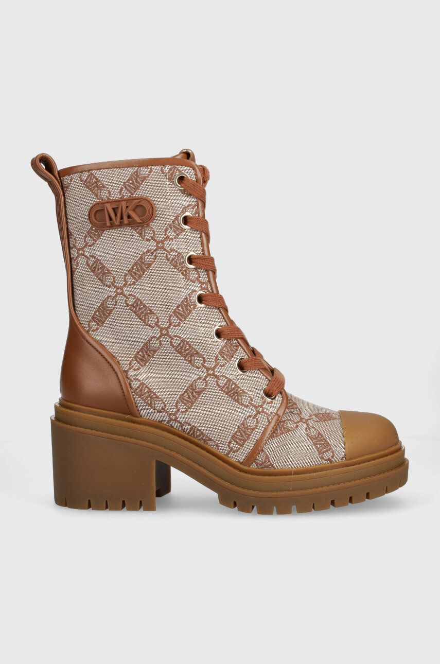 MICHAEL Michael Kors botine Hanley femei, culoarea maro, cu toc drept, 40F3HYME5Y MICHAEL Michael Kors botine Hanley femei, culoarea maro, cu toc drept, 40F3HYME5Y