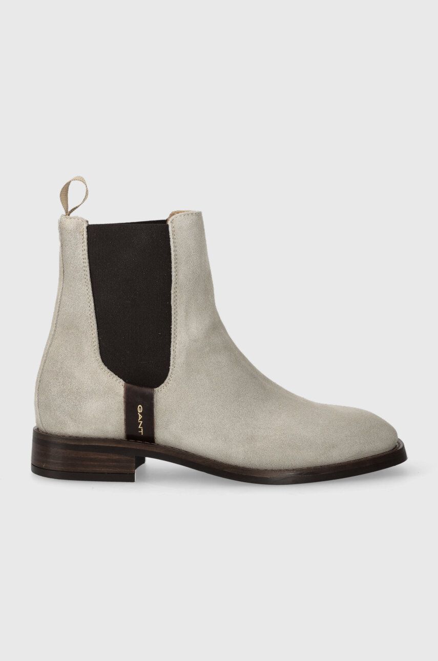 Gant botine din piele intoarsa Fayy femei, culoarea gri, cu toc plat, 27553384.G236 Gant botine din piele intoarsa Fayy femei, culoarea gri, cu toc plat, 27553384.G236