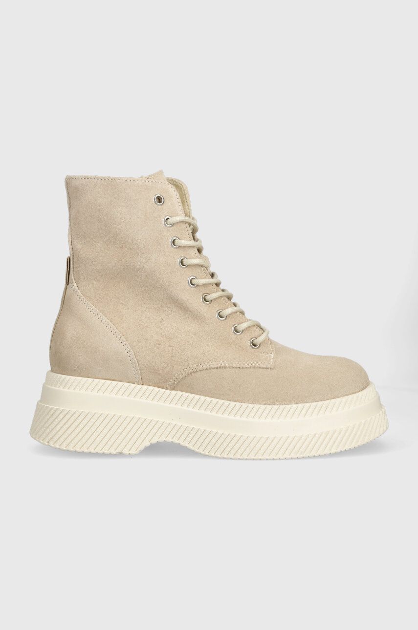 Steve Madden bocanci din piele intoarsa Gaja femei, culoarea bej, cu platforma, SM11002672 Steve Madden bocanci din piele intoarsa Gaja femei, culoarea bej, cu platforma, SM11002672