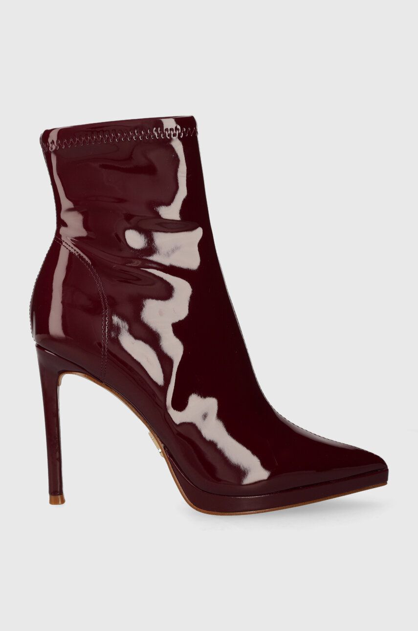 Steve Madden botine Kaylani femei, culoarea bordo, cu toc cui, SM19000030 Steve Madden botine Kaylani femei, culoarea bordo, cu toc cui, SM19000030