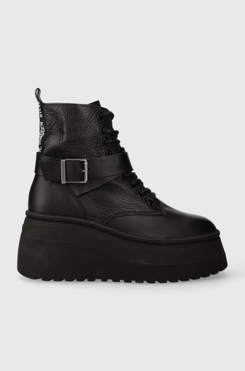 Steve Madden cizme de piele Pinaco femei, culoarea negru, toc pana, izolare usoara, SM11002063 Steve Madden cizme de piele Pinaco femei, culoarea negru, toc pana, izolare usoara, SM11002063