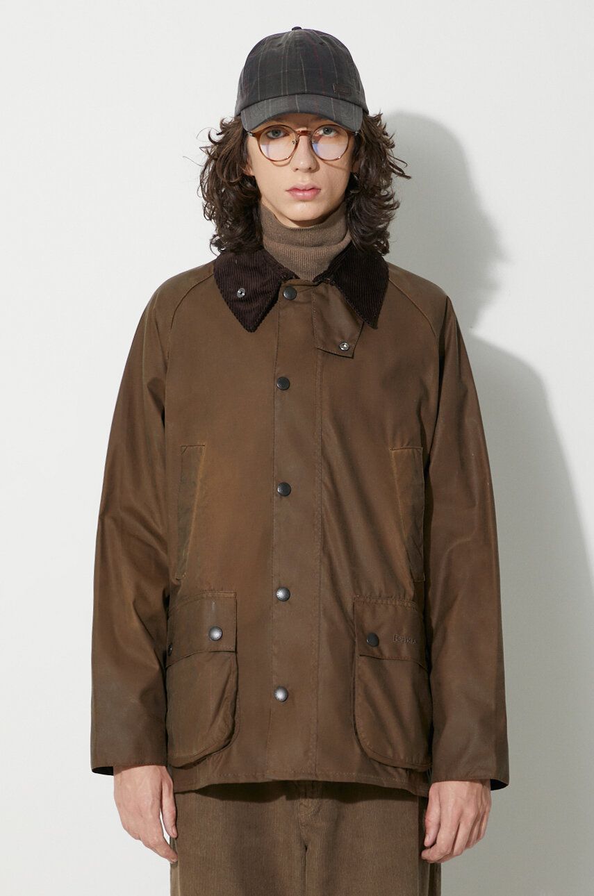 Barbour geacă Bedale Wax Jacket bărbați, culoarea maro, de tranziție MWX0018 Barbour geacă Bedale Wax Jacket bărbați, culoarea maro, de tranziție MWX0018