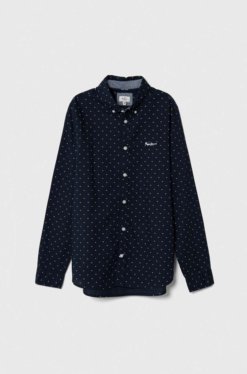 Pepe Jeans camasa de bumbac pentru copii culoarea albastru marin Pepe Jeans camasa de bumbac pentru copii culoarea albastru marin