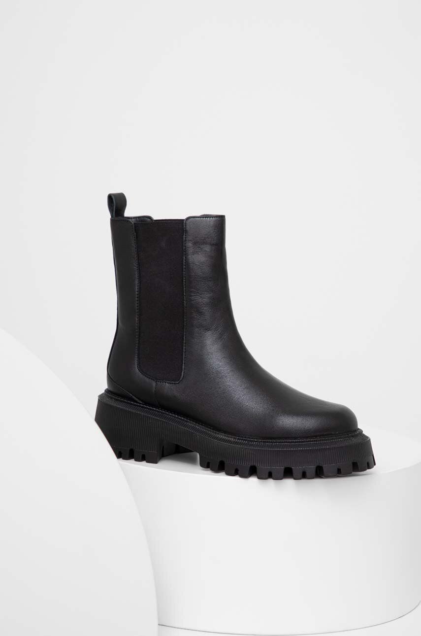 Answear Lab ghete chelsea de piele femei, culoarea negru, cu platforma Answear Lab ghete chelsea de piele femei, culoarea negru, cu platforma