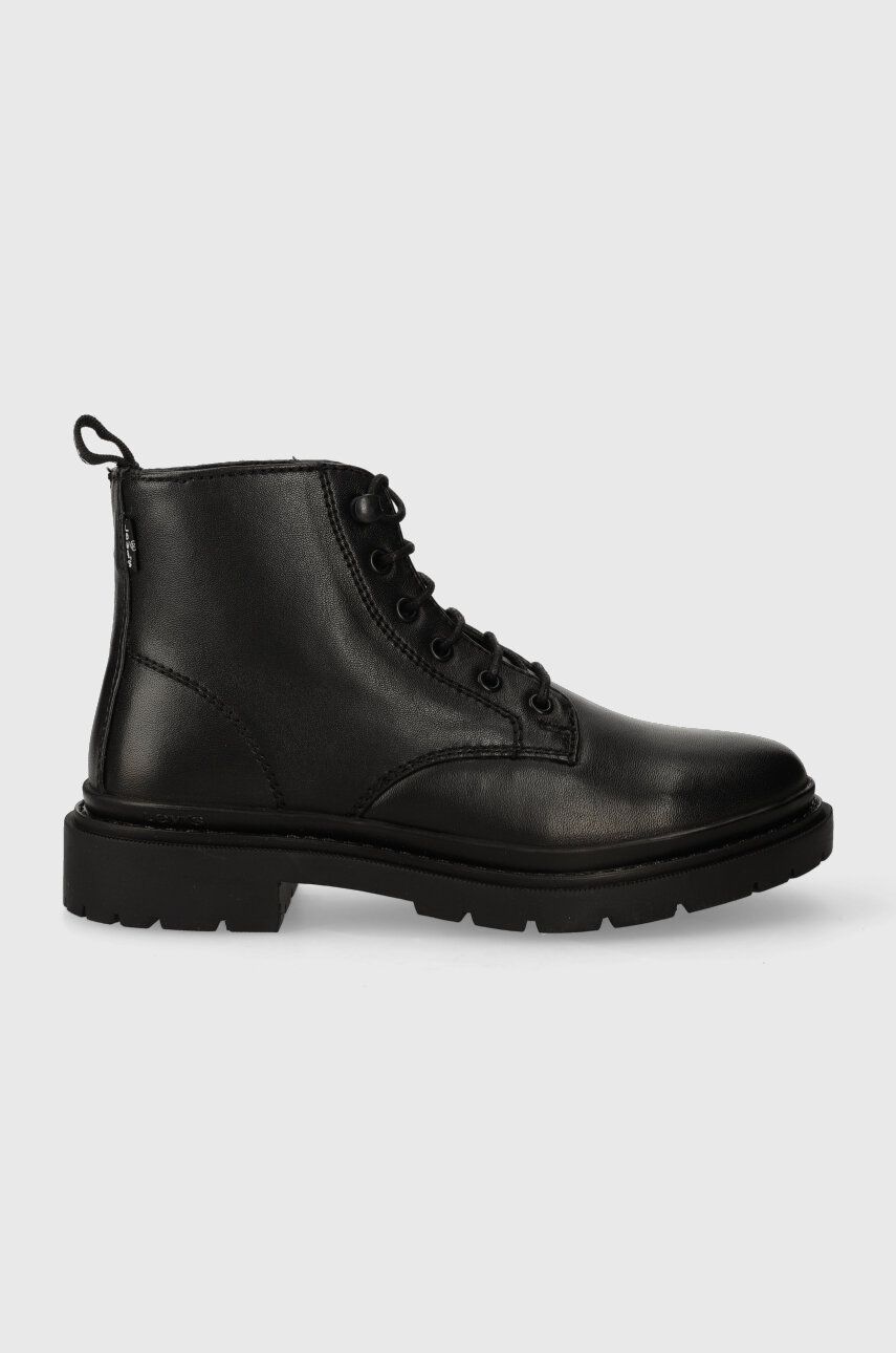 Levi's cizme de piele TROOPER CHUKKA femei, culoarea negru, cu toc plat, 234715.559 Levi's cizme de piele TROOPER CHUKKA femei, culoarea negru, cu toc plat, 234715.559