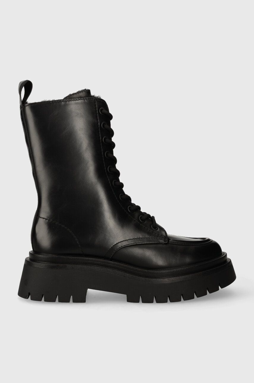 Pepe Jeans bocanci QUEEN BET femei, culoarea negru, cu toc plat, izolat, PLS50496 Pepe Jeans bocanci QUEEN BET femei, culoarea negru, cu toc plat, izolat, PLS50496